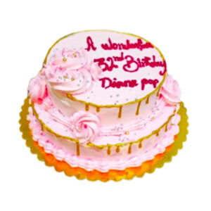 Elegant Pink Rosette Birthday Cake