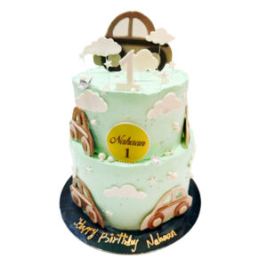Cute Car-Themed First Birthday Cake
