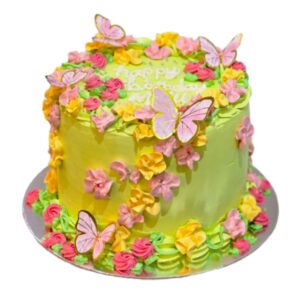 Butterfly Bloom Floral Cake – Elegant Birthday Cake Design