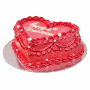 Heart-Shaped Red 1st Anniversary Cake