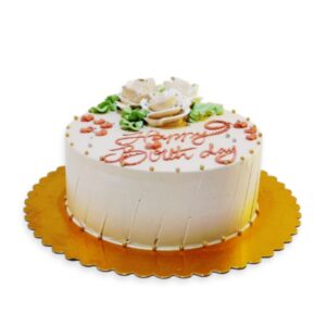 Elegant Floral Birthday Cake with Golden Accents