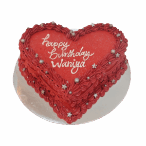 Heart-Shaped Red Birthday Cake for Girls