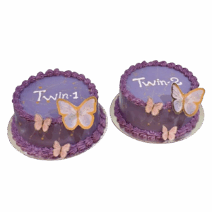 Purple Butterfly Twin Birthday Cakes